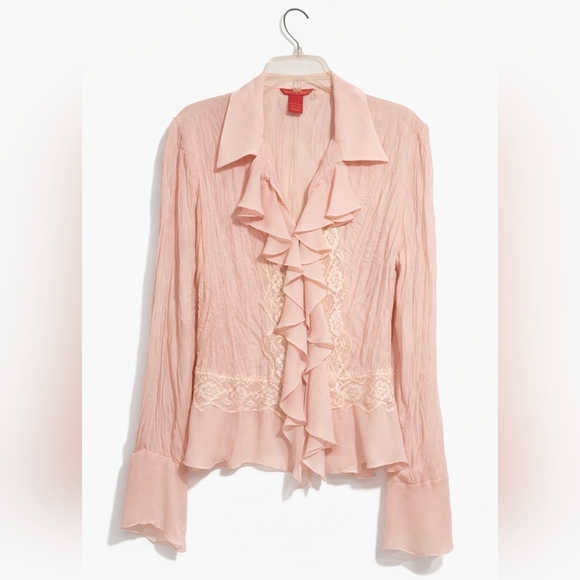 Sunny Leigh Blush Pink Ruffle Blouse – Size Large - Picture 1 of 4